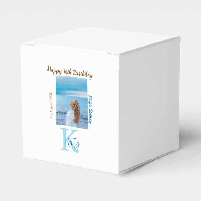 Caixinha De Lembrancinhas Apelido de 16 anos, feliz, castanho-aqua (Frente)