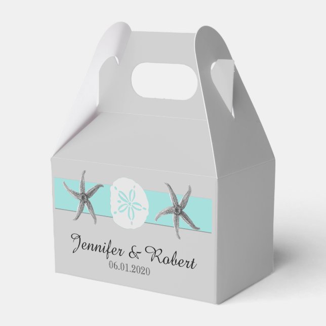 Caixinha De Lembrancinhas Aqua e Banda de Cinza (Frente)