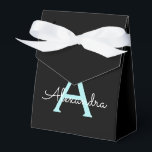 Caixinha De Lembrancinhas Aqua Teal Blue Script Girly Monographic Name<br><div class="desc">Adicione o seu próprio nome,  em papel Caixas de Presente. Isso faz o doce e perfeito aniversário de 16 anos,  casamento,  chá de panela,  aniversário,  chá de fraldas ou festa de solteira para alguém que ama luxo de vidro e estilos quicos.</div>