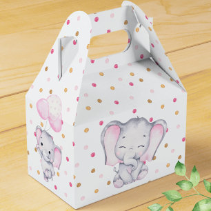 Caixinha De Lembrancinhas Aquarela de Elefante Rosa