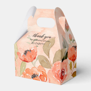 Caixinha De Lembrancinhas Aquarela Floral Laranja