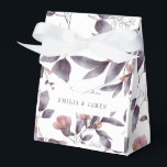 Caixinha De Lembrancinhas aquarela folhagem crepúsculo roxo desbotado casame<br><div class="desc">Nossa coleção "floral outono caprichoso" apresenta folhagem e floral aquarela em tons de mauve claro e roxo. Arejado e suave para qualquer ocasião com um script personalizado em fonte serif elegante. Verifique nossa loja para mais produtos desta coleção e não hesite em entrar em contato comigo através da loja para...</div>