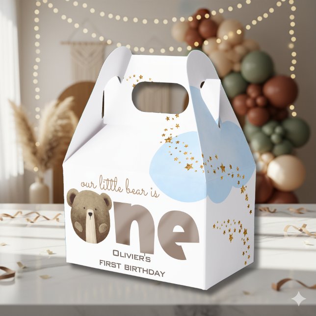 Caixinha De Lembrancinhas Aquarela nosso pequeno urso é um aniversário de be (Criador carregado)