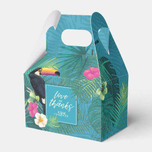 Caixinha De Lembrancinhas Aquarela Tropical com Casamento de Tucano V2 Teal 