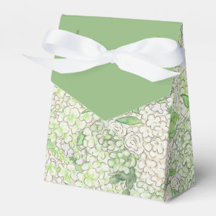 Caixinha De Lembrancinhas Aquarela Verde e Branco - Hydrangea Crest