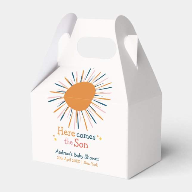 Caixinha De Lembrancinhas Aqui Vem O Chá de fraldas Do Filho (Frente)