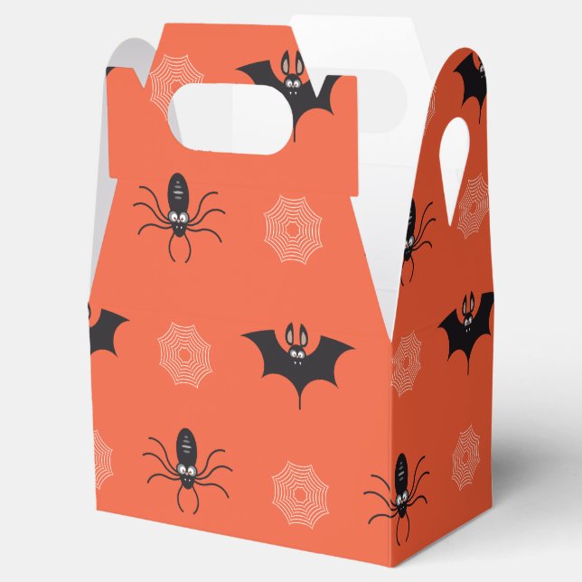 Caixinha De Lembrancinhas Aranha do Halloween, morcego e padrão cobweb (Aberto)