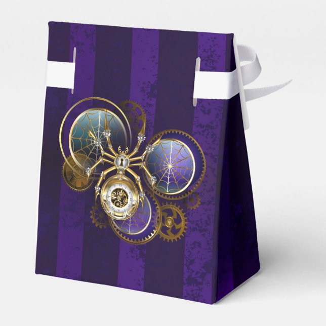 Caixinha De Lembrancinhas Aranha Steampunk no fundo roxo (Verso)