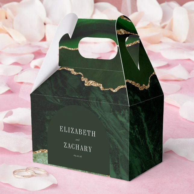 Caixinha De Lembrancinhas Arca Geográfica Moderna de Arco Verde Dourado (Casamento)