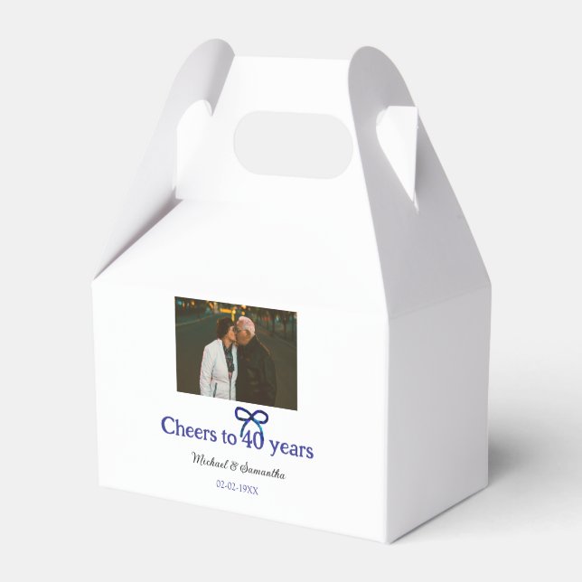 Caixinha De Lembrancinhas Arco azul grita 40 anos de casamento (Frente)