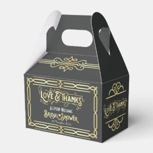 Caixinha De Lembrancinhas Art Deco Casamento Amor e Obrigados Dourado Azul F