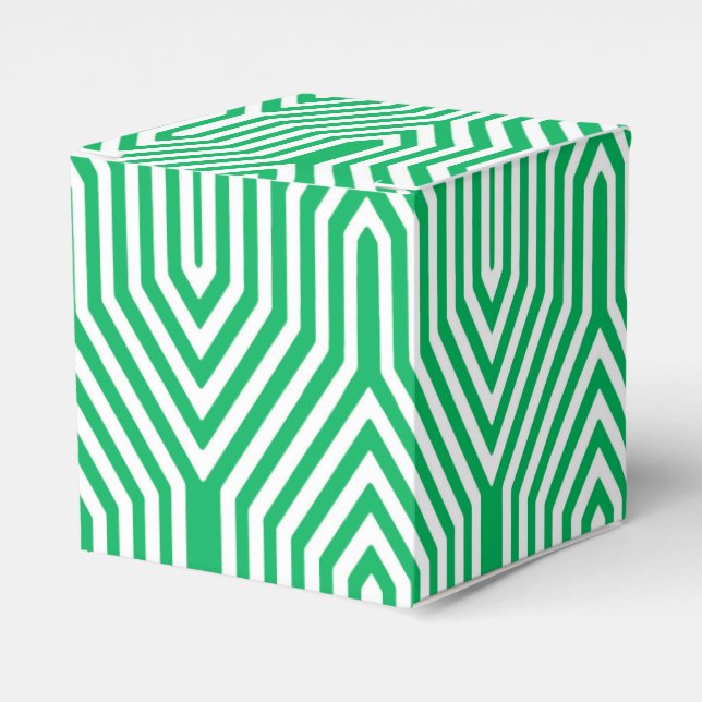 Caixinha De Lembrancinhas Art Deco Geométrico - verde-jade e branco (Frente)