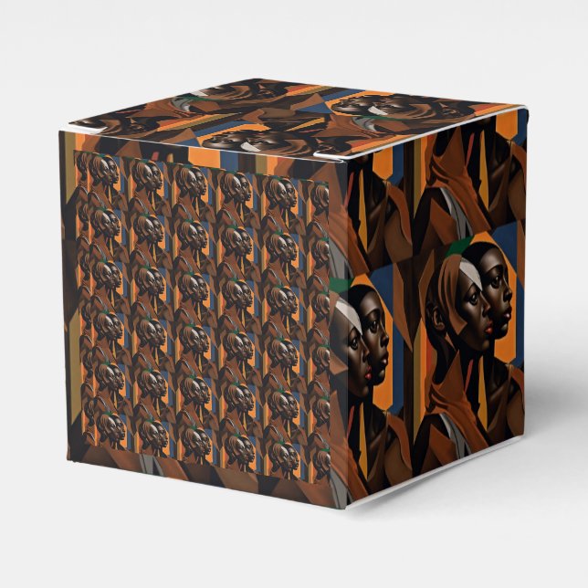 Caixinha De Lembrancinhas Arte africana. Mulheres olhando para a frente (Frente)