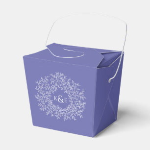 Caixinha De Lembrancinhas Arte branca circular deixa azul roxo do casamento