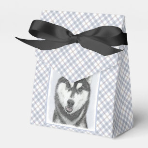 Caixinha De Lembrancinhas Arte de Cachorro Siberiana (Preta e Branca)