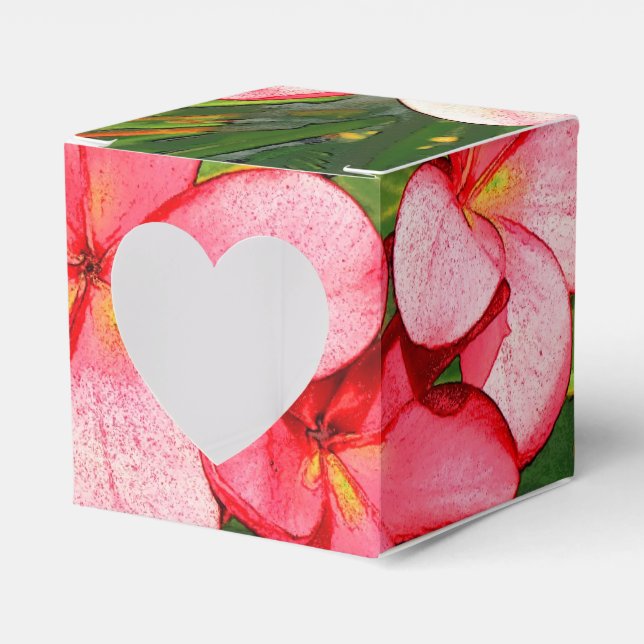 Caixinha De Lembrancinhas Arte de Frangipani Tropical Rosa (Frente)