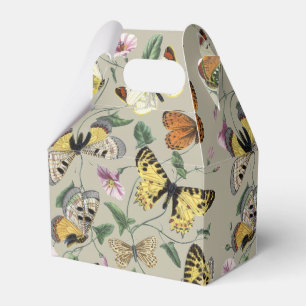 Caixinha De Lembrancinhas Arte Floral Botânica de Mariposa Borboleta Vintage