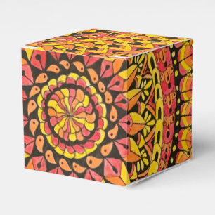 Caixinha De Lembrancinhas Arte Original Mandala Laranja Colorida