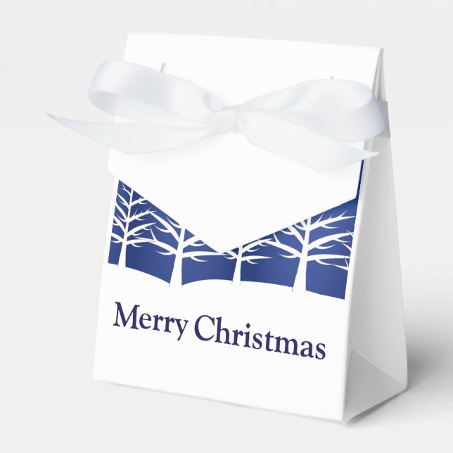 Caixinha De Lembrancinhas Árvore Branca Silhuettes Elegante Natal (Frente)