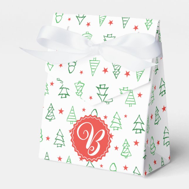 Caixinha De Lembrancinhas Árvore de Natal Vermelha e Verde (Frente)