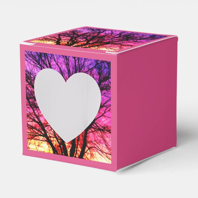 Caixinha De Lembrancinhas Árvore Sunset de inverno - Rosa (Frente)