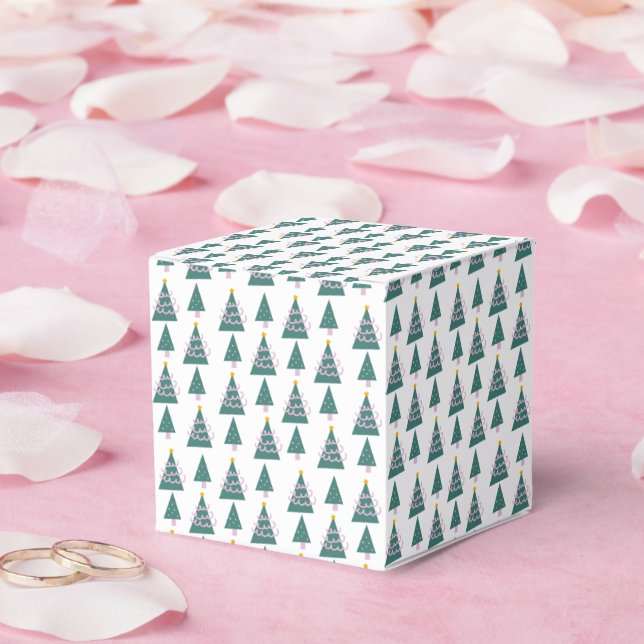 Caixinha De Lembrancinhas Árvores Bonitas Dodles Verdes Rosa (Casamento)