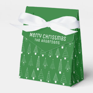 Caixinha De Lembrancinhas Árvores de Natal Elegantes Minimalistas Verdes e B