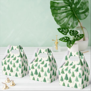 Caixinha De Lembrancinhas Árvores de Pinheiros de Natal Modernas, Aquarelas