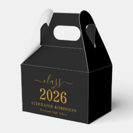 Caixinha De Lembrancinhas Aula de 2026 Script Dourado Formatura Preta