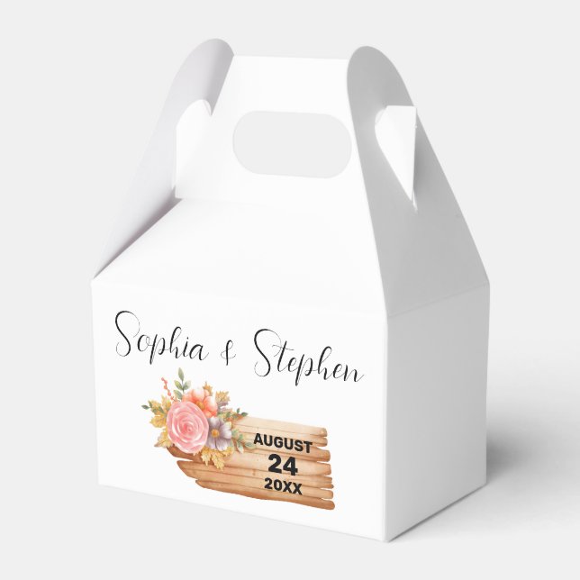 Caixinha De Lembrancinhas Autumn Flowers & Wood Sign (Frente)