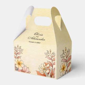Caixinha De Lembrancinhas Autumn Watercolor Floral Terracotta Yellow Casamen
