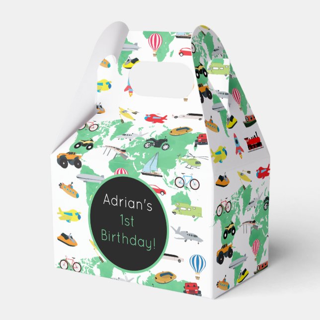 Caixinha De Lembrancinhas Aventura aguarda veículos do mapa mundial (Frente)