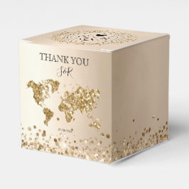 Caixinha De Lembrancinhas Aventura de Dourado Mapa Mundial de Destino para P