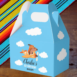 Caixinha De Lembrancinhas Avião Voador Piloto De Cães,Crianças Cutes Azul An