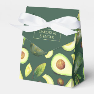 Caixinha De Lembrancinhas Avocado Blossoms   Padrão de Fruta Verde Escuro