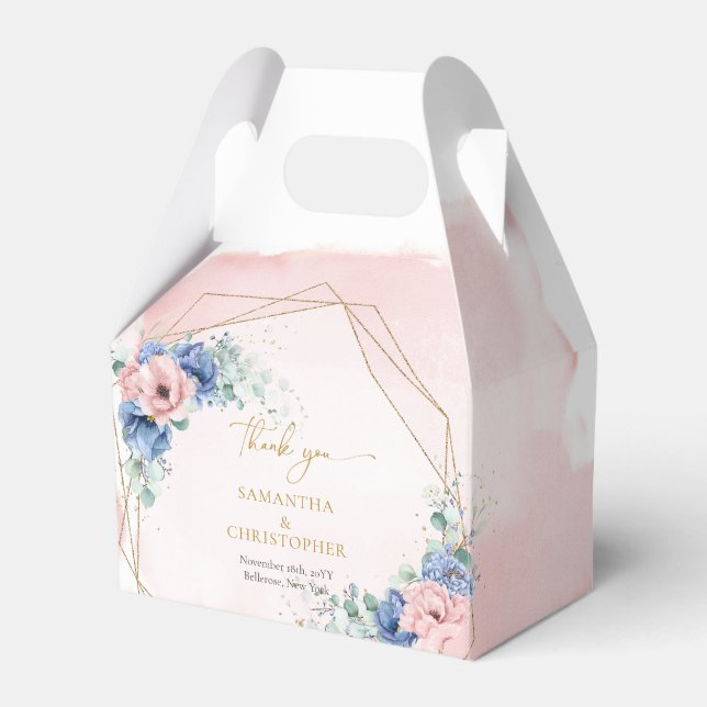 Caixinha De Lembrancinhas Azuis-poeirentos e flores-podrideiras eucalipto (Frente)