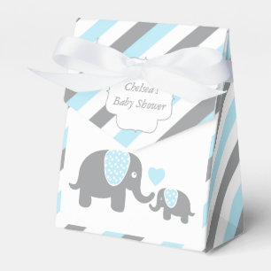 Caixinha De Lembrancinhas Azul-bebê e elefante-Cinza