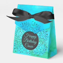 Caixinha De Lembrancinhas Azul Botânico Encantador Personalizado