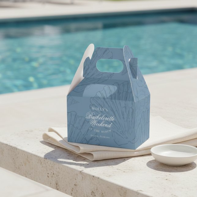 Caixinha De Lembrancinhas Azul Costeiro Concha do Mar Solteira (Coastal Blue Seashell Bachelorette Favor Boxes)