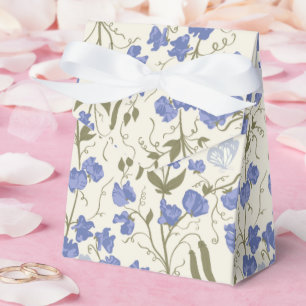 Caixinha De Lembrancinhas Azul de ervilha doce e design de cottagecore creme