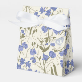 Caixinha De Lembrancinhas Azul de ervilha doce e design de cottagecore creme