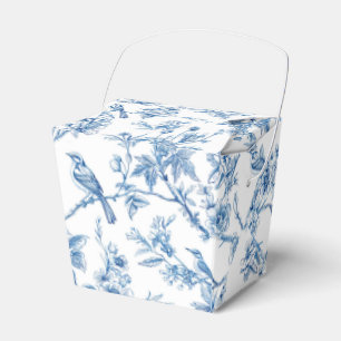Caixinha De Lembrancinhas Azul e Branco Chinoiserie Floral Aves