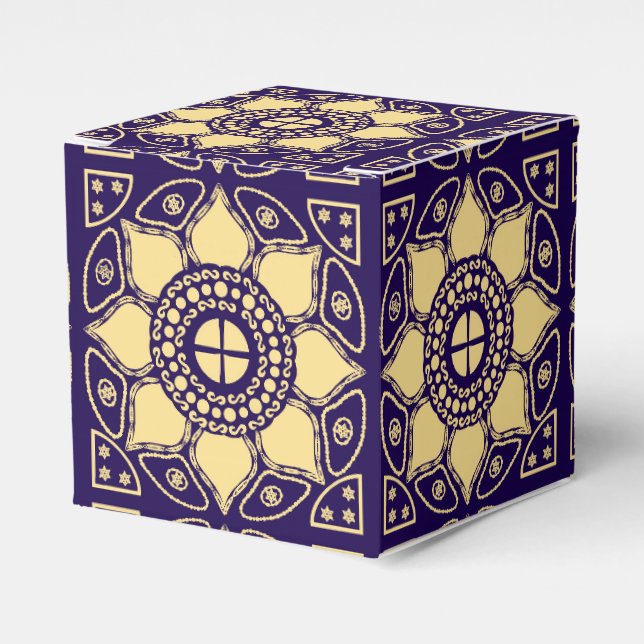 Caixinha De Lembrancinhas Azul e Dourado (Frente)