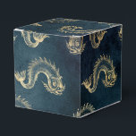 Caixinha De Lembrancinhas Azul e Dourado Náutico Vintage<br><div class="desc">Caixa de favores com padrão de peixe vintage desgastado em tons de dourado e azul.</div>