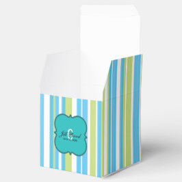 Caixinha De Lembrancinhas Azul e Verde limão com risca