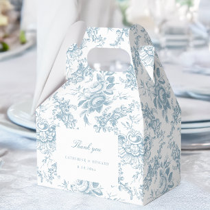 Caixinha De Lembrancinhas Azul Elegante Clássico e Toile Floral Branco