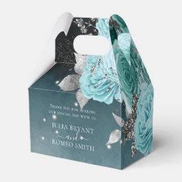 Caixinha De Lembrancinhas Azul Empoeirado Floral Casamento Personalizado