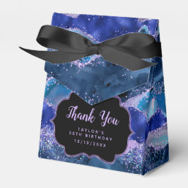 Caixinha De Lembrancinhas Azul Escuro Agate Oceânico Púrpura Aniversário Obr