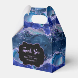 Caixinha De Lembrancinhas Azul Escuro Agate Oceânico Púrpura Aniversário Obr