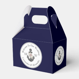 Caixinha De Lembrancinhas Azul-Marinho branco de âncora floral, de aspecto n